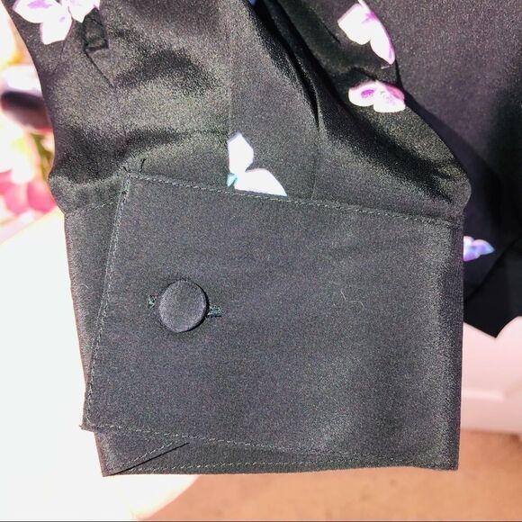 Bob Mackie hydrangea beaded silk floral top small - Picture 3 of 8